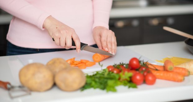 Food Backgrounds-Women preparing healthy diet meal